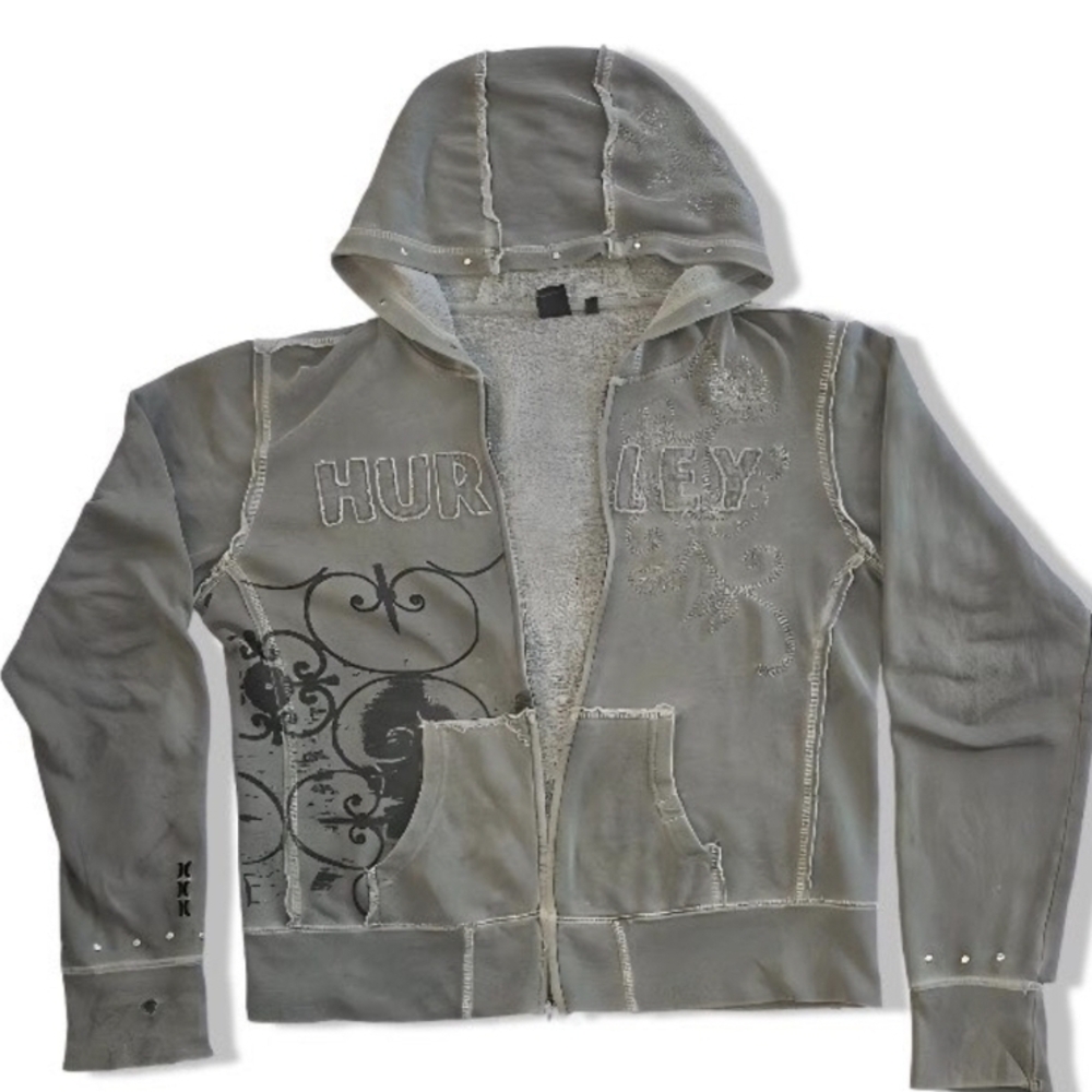Hurley Gray Hoodie with Graphic Design